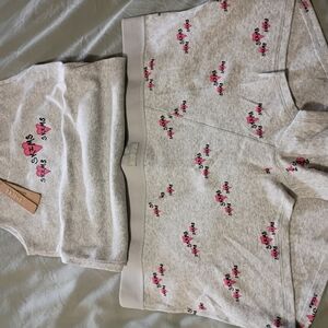 SKIMS Grey Tank & Shorts Set with Pink Heart Print